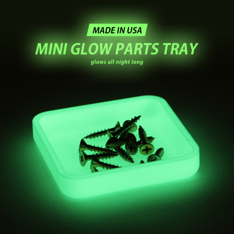 MINI GLOW PARTS TRAY ミニ グロー パーツ トレイ デスクトレー 蓄光 トレイ 蓄光 夜光 発光 収納 光る 防災 災害 停電 アウトドア 小物入れ アクセサリー 腕時計 トレイ 鍵置き 【メール便OK】