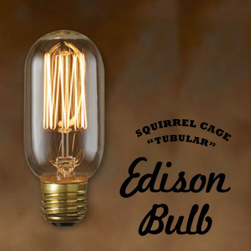 Edison Bulb Tubular (SQUIRREL CAGE) チューブラー スクウォーレルケージ エジソンバルブ タングステン電球 インテリア 照明 口金E26タイプ 40W 60W 輸入雑貨 おもしろ雑貨のシンシア 天井 部屋 リビング 間接照明 プレゼント 【あす楽対応可】