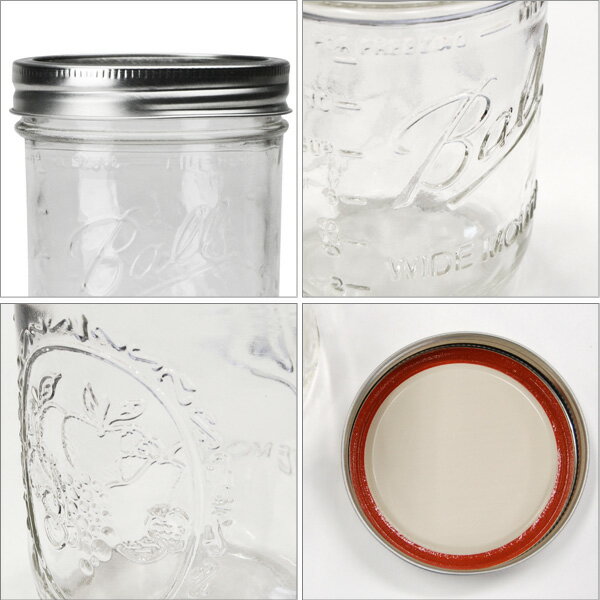 【ポイント10倍】 Ball Mason Jar ボール メイソンジャー Wide mouth 16オンス clear ワイドマウス16ozクリアー 500ml 輸入雑貨 フタ付き ボトル ガラス製 おしゃれ かわいい Ball社 おもしろ雑貨 プレゼント 【あす楽対応可】