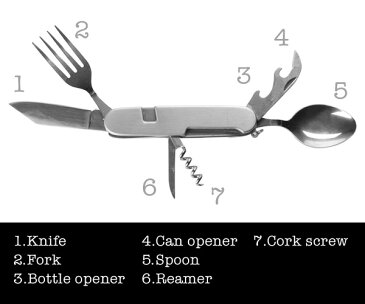 HOBO KNIFE ホーボーナイフ アウトドア キャンプ 防災グッズ 野外 ナイフフォーク栓抜き缶切りスプーンリーマーコルク栓抜き 腕時計とおもしろ雑貨のシンシア 【あす楽対応可】