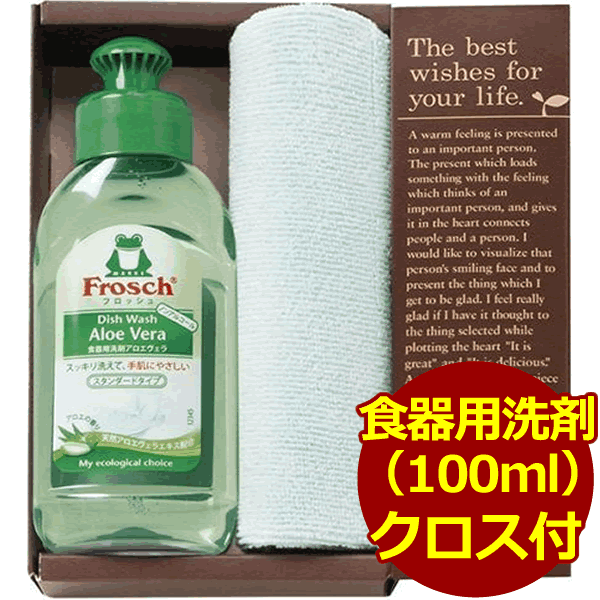 フロッシュ キッチン洗剤ギフト＜500／アロエヴェラ（100ml）＞★人気のキッチン洗剤フロッシュ（アロエヴェラ）とマイクロファイバークロスのギフトセット★【 お礼 引っ越し 挨拶 ギフト お礼 プチギフト 粗品 おしゃれ 洗剤 挨拶回り 】