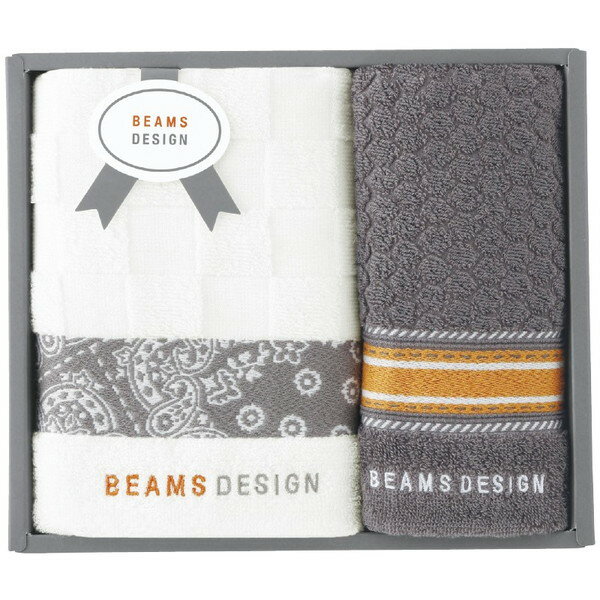 BEAMS DESIGN チェッカーバンダナ フェイスタオル＆タオルハンカチ(グレー)＜1500＞ギフト 内祝い お祝い 手土産 お土産 プレゼント 誕生日 引き出物 結婚内祝い 出産内祝い 出産祝い 結婚祝い 贈答品 詰め合わせ 快気祝い 快気内祝い 香典返し 満中陰志 粗供養 法事 法要