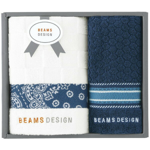 BEAMS DESIGN チェッカーバンダナ フェイスタオル＆タオルハンカチ(ネイビーブルー)＜1500＞ギフト 内祝い お祝い プレゼント 誕生日 引き出物 結婚内祝い 出産内祝い 出産祝い 結婚祝い 贈答品 詰め合わせ 快気祝い 快気内祝い 香典返し 満中陰志 粗供養 法事 法要