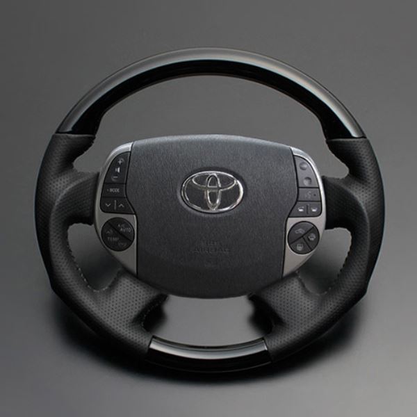 フェガーリ プリウス プリウスPHV 20系 ハイグレード ウッド&レザー ステアリング ガングリップ レザー部分 :高品質PVCレザー パネル部分 :5層構造ABSパネル LS112 FEGGARI