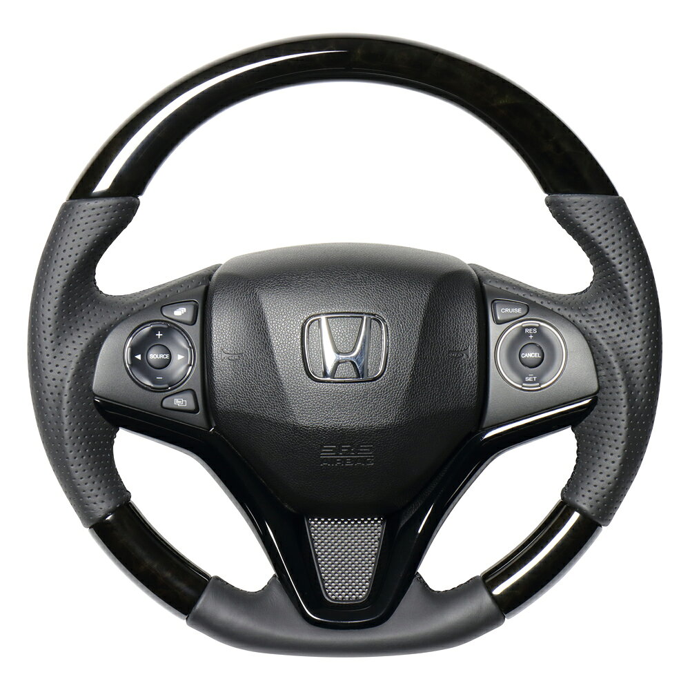 【メーカー名】REAL/レアル/オリジナルシリーズ【適合車種】ホンダ　フィット【年式/型式】H25(2013).9〜R2(2020).2/GP5 6/GK3 4 5 6/【商品名】ステアリング【セット内容】-【塗装/未塗装】-【カラー】ブラックウッド ブラックユーロステッチ 【素材】-【特記事項】ソフトDシェイプ / 純正同径 / ガングリップ。スタンダードレザー / ユーロステッチ。この商品にエアバッグやパドルシフト、スイッチ、カバー・エンブレム類は付属しておりません。純正品を再使用してください。純正ステアリングがステアリングヒーター付きの場合、この商品に交換するとステアリングヒーターは作動しません。フレーム(骨組み)部分は車種別専用設計品ではありますが、車種別個体差と商品個体差によっては、ステアリングが水平位置より回転方向に対して若干傾く場合がございます。 このような場合は、車両側のタイロッドの調整により補正を行って下さい。また、その費用につきましては、お客様にてご負担下さいますようお願いいたします。HNA-BKW-BK【定価】47300円【納期】納期はメーカーの在庫や生産状況によって異なりますのでトラブル防止の為、必ず事前にお問い合わせ下さい。【送料/配送】■この商品の基本送料(本州、四国、九州)は【 送料無料 】となります。■北海道送料は【 送料無料 】となります。(※北海道送料が掛る場合、会計時に自動計算されませんのでご注意ください。)※沖縄県/離島は別途お見積りさせて頂きますので、ご注文前に必ず送料の確認をお願いします。車種：フィット型式：GP5 6/GK3 4 5 6年式：H25(2013).9〜R2(2020).2カラー：ブラックウッド ブラックユーロステッチ 特記事項：ソフトDシェイプ / 純正同径 / ガングリップ/スタンダードレザー / ユーロステッチ/この商品にエアバッグやパドルシフト、スイッチ、カバー・エンブレム類は付属しておりません。純正品を再使用してください。/純正ステアリングがステアリングヒーター付きの場合、この商品に交換するとステアリングヒーターは作動しません。/フレーム(骨組み)部分は車種別専用設計品ではありますが、車種別個体差と商品個体差によっては、ステアリングが水平位置より回転方向に対して若干傾く場合がございます。 このような場合は、車両側のタイロッドの調整により補正を行って下さい。また、その費用につきましては、お客様にてご負担下さいますようお願いいたします。/HNA-BKW-BK【送料】*基本送料(本州四国九州)：送料無料*北海道送料：送料無料*【納期】*在庫状況・納期は商品毎に異なります。事前にご確認下さい。*メーカー直送商品。【注意】*メーカーで予告なく商品が廃番になる事があります。*受注生産商品については返品不可。*その他は、メーカーホームページをご参照ください。