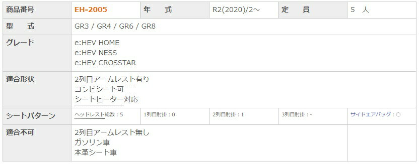 フィット シートカバー GR3 GR4 GR6 GR8 クラッツィオ ベーシックシリーズ クラッツィオ ジュニア Jr EH-2005 シート 内装 3