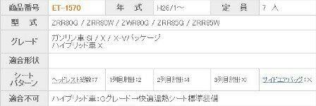 ノア シートカバー ZRR80G ZRR80W ZWR80G ZRR85G ZRR85W 一台分 クラッツィオ 品番ET-1570 キルティングタイプ