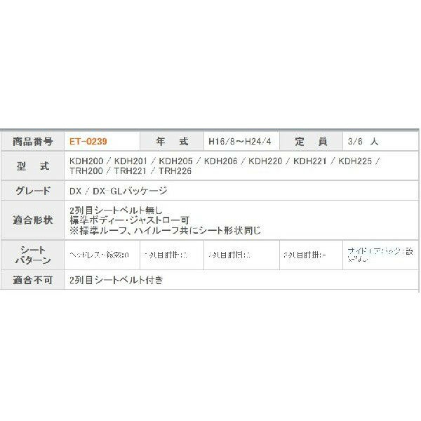 クラッツィオ シートカバー レジアスエース 200系 ワン ONE ET-0239 シート 内装