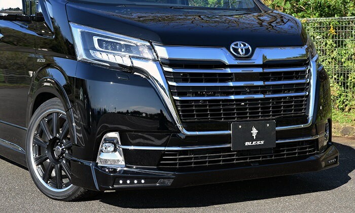 Front Spoiler - ブレス クリエイション グランエース GDH306W フロントハーフスポイラー Ver.2LEDライト有り 塗装済 GRA-01-004 BLESS CREATION