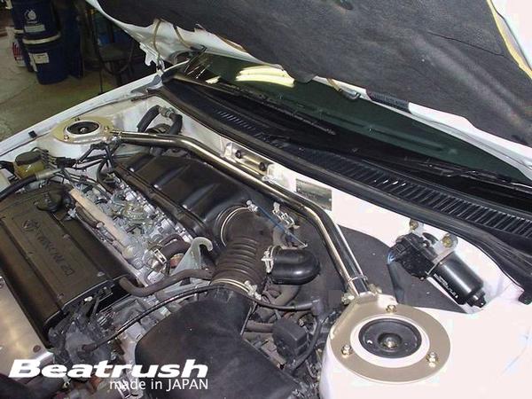 レイル スプリンタートレノ AE111 フロント ストラットタワーバー シャフト: φ38mm アルミパイプ、ポリッシュ ブラケット: スチール製、ゴールド塗装 S8123-FTA LAILE Beatrush ビートラッシュ