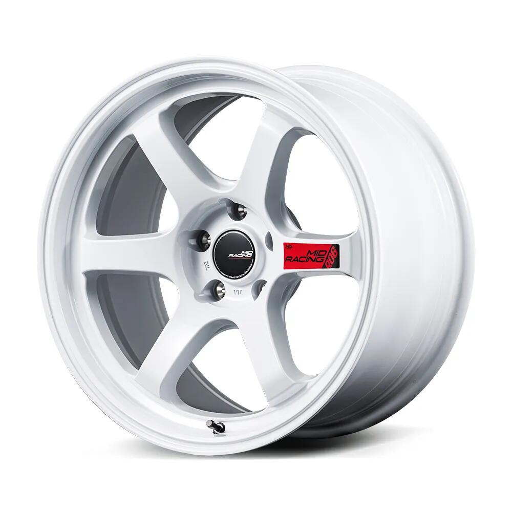 18インチ 5H100 7.5J+48 5穴 ホイール 4本 ホワイト MID RACING R06