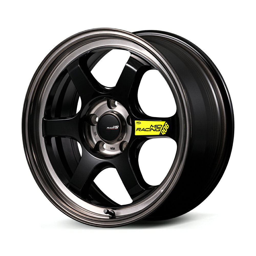 Rakuten - 17インチ 5H100 7.5J+40 5穴 R06 ホイール 4本 ブラッククリアポリッシュ MID MID RACING R06