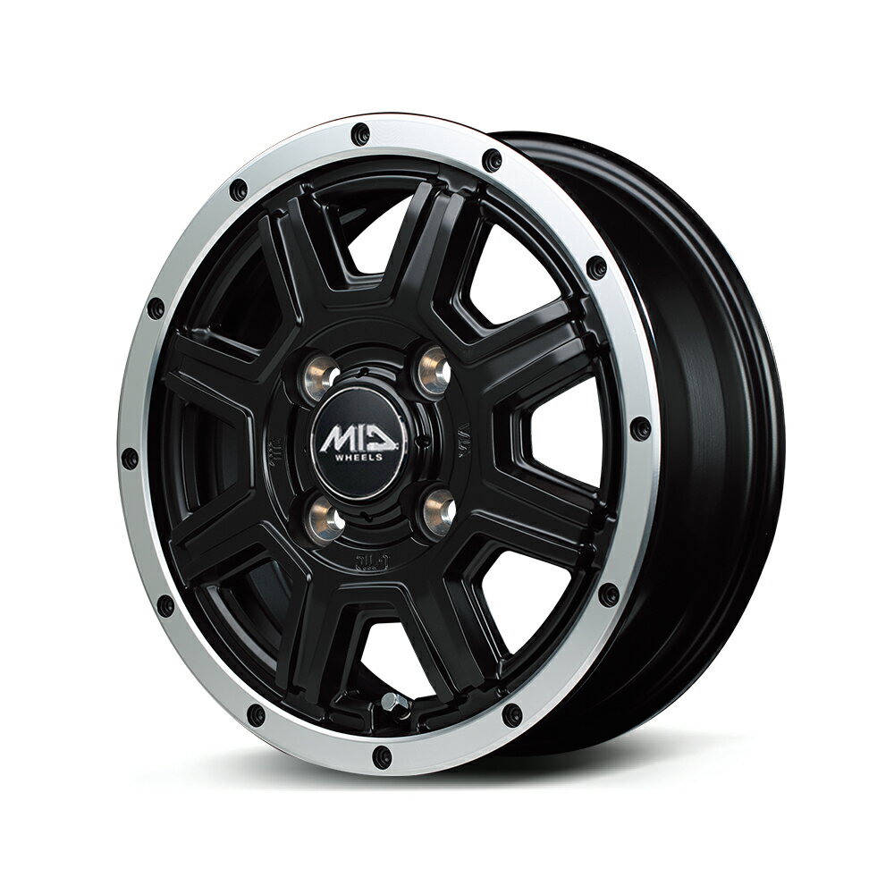 16インチ 5H139.7 5.5J+22 5穴 ジムニー用 ホイール 1本 セミグロスブラック+フランジポリッシュ MID WHEELS WF8