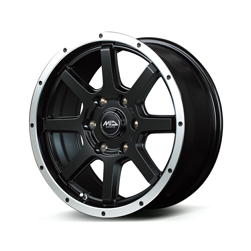 Rakuten - 17インチ 5H114.3 7.0J 7J+42 5穴 ホイール 4本 セミグロスブラック+フランジポリッシュ MID WHEELS WF8