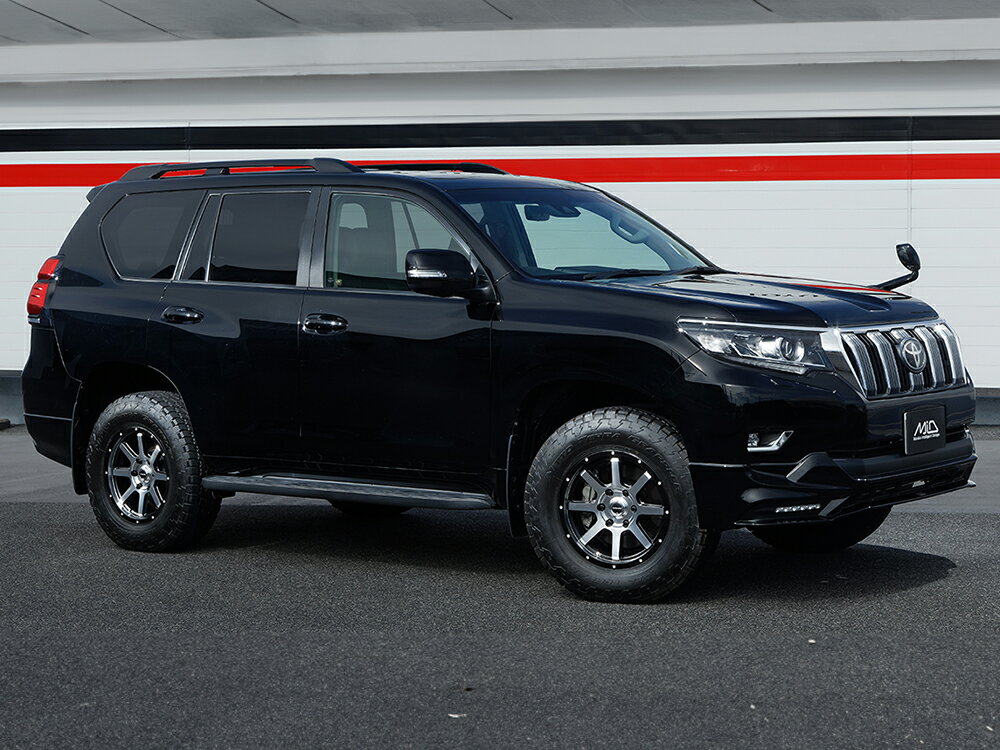 17インチ 5H114.3 7.0J 7J+42 5穴 ホイール 4本 セミグロスブラック＋リム&ディスクポリッシュ+フランジピアスドリルド MID WHEELS WF8