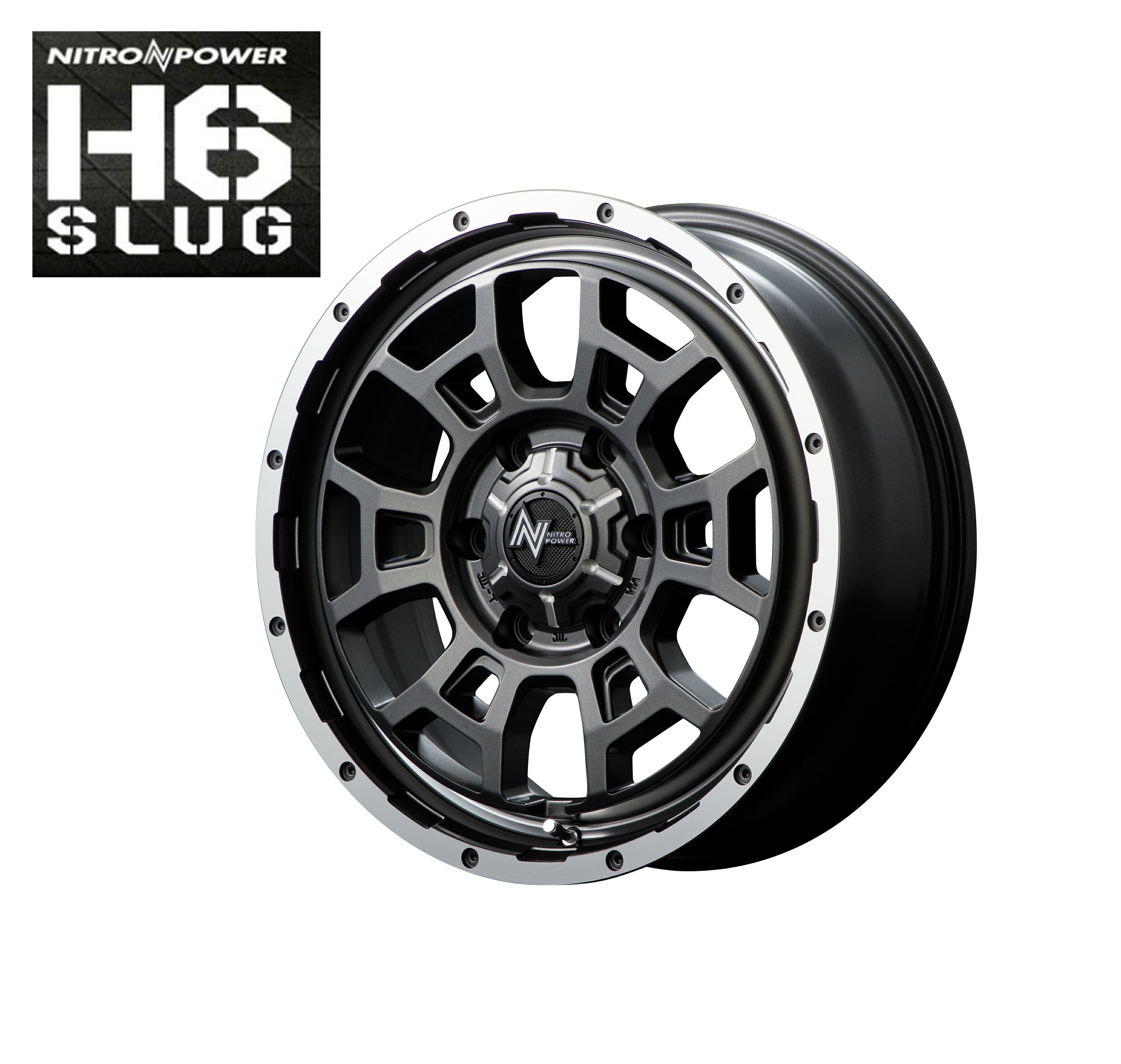 16インチ 6H139.7 6.5J+48 6穴 ナイトロパワー スラッグ ホイール 4本 MID WHEELS NITRO POWER H6 SLUG