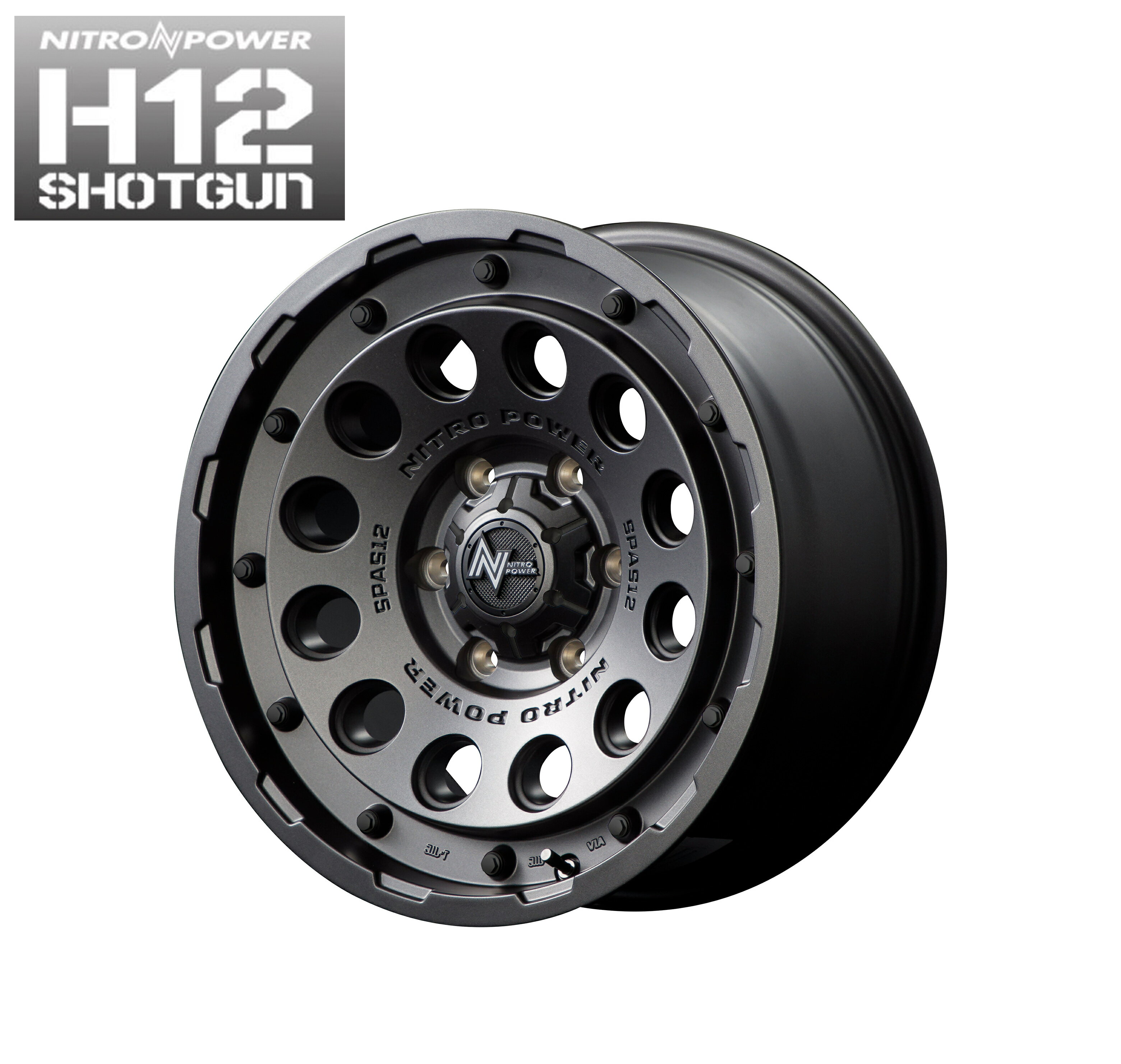 17インチ 6H139.7 8.0J 8J+20 6穴 ナイトロパワー ショットガン ホイール 1本 バレルブラック MID WHEELS NITRO POWER H12 SHOTGUN