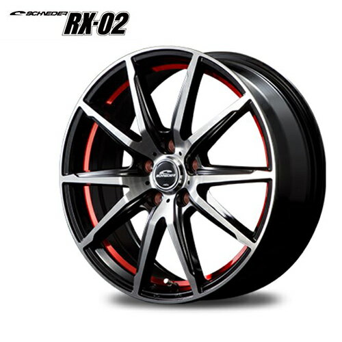 17インチ 5H114.3 7.0J 7J+38 5穴 ホイール 1本 ブラックポリッシュ アンダーカットレッド MID WHEELS RX-02