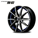 15インチ 4H100 5.5J+43 4穴 ホイール 4本 ブラックポリッシュ アンダーカットブルー MID WHEELS RX-02