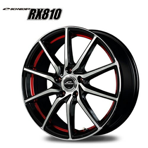 17インチ 5H114.3 7.0J 7J+38 5穴 ホイール 1本 ブラックポリッシュ アンダーカットレッド MID WHEELS RX810