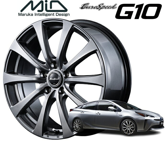 17インチ 5H100 7.0J 7J+48 5穴 ホイール 4本 メタリックグレー MID WHEELS G10
