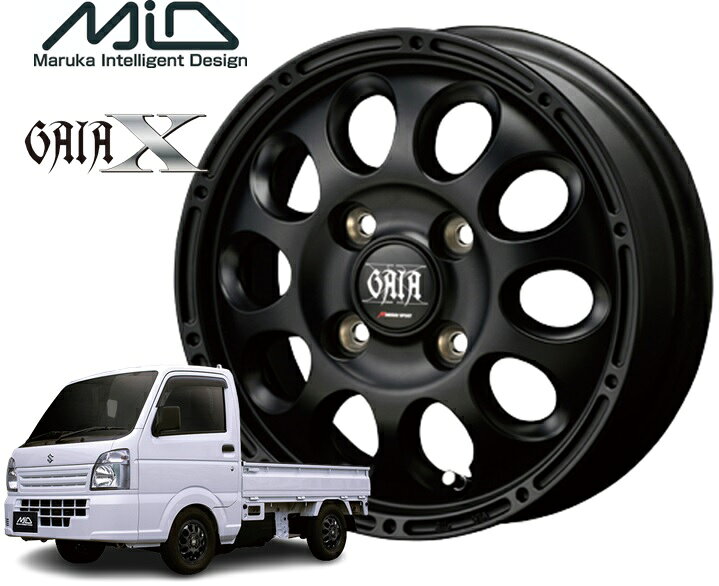 12インチ 4H100 4.00B+42 4穴 ガイアクロス ホイール 1本 マットブラック MID WHEELS GAIA X