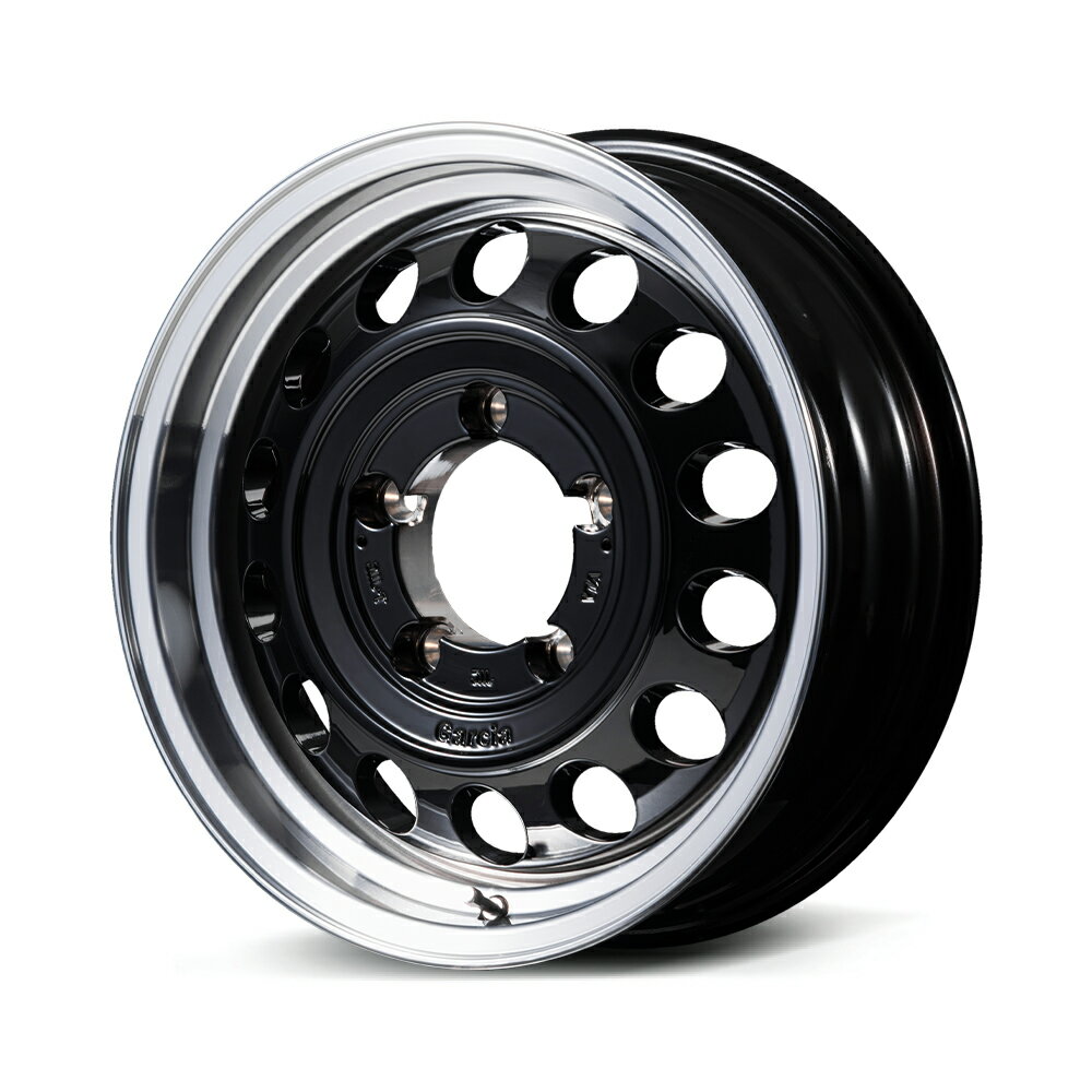 16インチ 5H139.7 6.0J 6J-5 5穴 ガルシアシスコ ジムニーシエラ 用 ホイール 1本 ブラック リムポリッシュ MID Garcia CISCO Type II 2