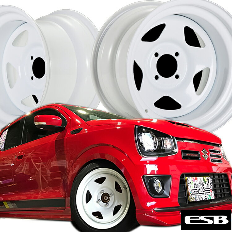 15インチ 4H100 7J 10 4穴 CLS TC01 鉄ちん テッチン スチールホイール 4本 ホワイト ESB