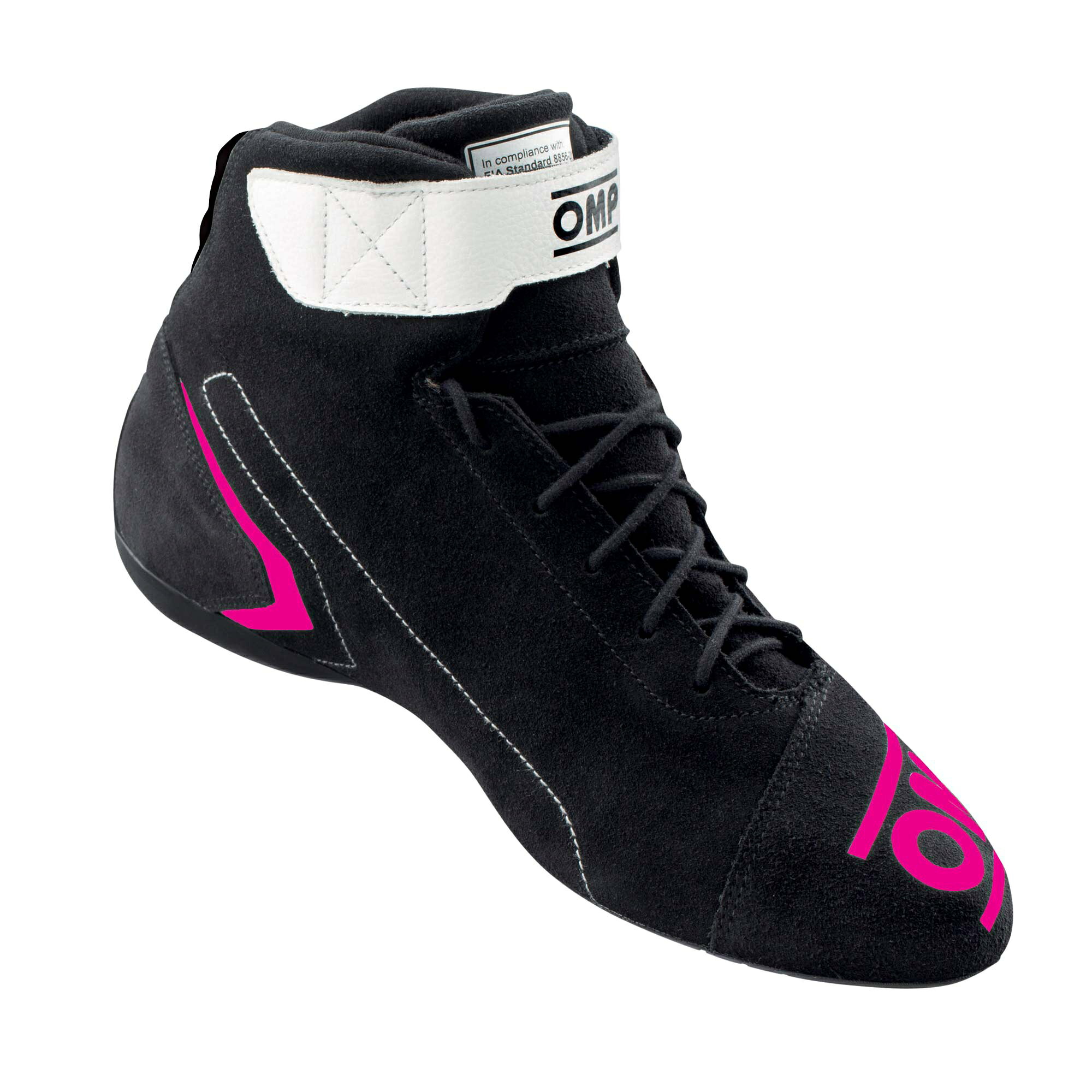 【メーカー名】OMPFIRST SHOES/ファーストシューズ【適合車種】【年式/型式】【商品名】シューズ レーシングシューズ【セット内容】-【塗装/未塗装】-【カラー】Black - Fucsia【素材】-【特記事項】優れたコストパフォーマンスを誇るスエードレザー製レーシングブーツ。軽量で耐久性に優れた滑り止めソールと、運転中の足の回転をスムーズにする丸みを帯びたヒールを採用。足首には最適なフィット感を実現するベルクロストラップ、内側は黒のニット生地。つま先部分には補強が施されています。公認：FIA 8856-2018IC0-0824-A01-277【定価】69465円【納期】納期はメーカーの在庫や生産状況によって異なりますのでトラブル防止の為、必ず事前にお問い合わせ下さい。【送料/配送】■この商品の基本送料(本州、四国、九州)は【 送料無料 】となります。■北海道送料は【 550円 】となります。(※北海道送料が掛る場合、会計時に自動計算されませんのでご注意ください。)※沖縄県/離島は別途お見積りさせて頂きますので、ご注文前に必ず送料の確認をお願いします。