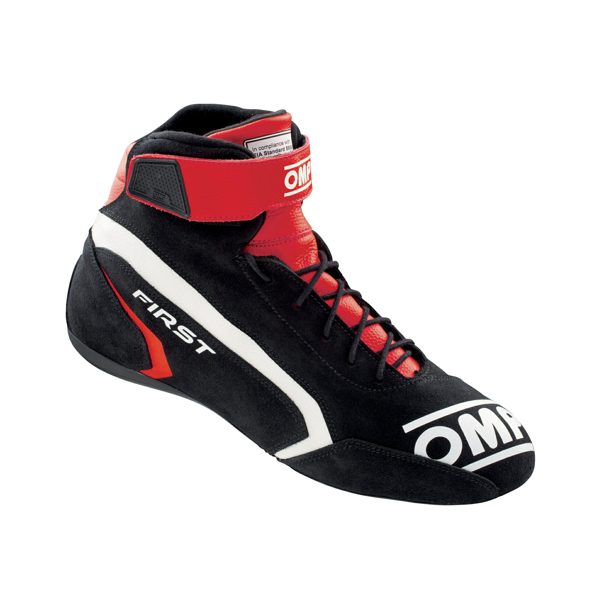 【メーカー名】OMPFIRST SHOES/ファーストシューズ【適合車種】【年式/型式】【商品名】シューズ レーシングシューズ【セット内容】-【塗装/未塗装】-【カラー】Red - Black【素材】-【特記事項】優れたコストパフォーマンスを誇るスエードレザー製レーシングブーツ。軽量で耐久性に優れた滑り止めソールと、運転中の足の回転をスムーズにする丸みを帯びたヒールを採用。足首には最適なフィット感を実現するベルクロストラップ、内側は黒のニット生地。つま先部分には補強が施されています。公認：FIA 8856-2018IC0-0824-A01-073【定価】69465円【納期】納期はメーカーの在庫や生産状況によって異なりますのでトラブル防止の為、必ず事前にお問い合わせ下さい。【送料/配送】■この商品の基本送料(本州、四国、九州)は【 送料無料 】となります。■北海道送料は【 550円 】となります。(※北海道送料が掛る場合、会計時に自動計算されませんのでご注意ください。)※沖縄県/離島は別途お見積りさせて頂きますので、ご注文前に必ず送料の確認をお願いします。