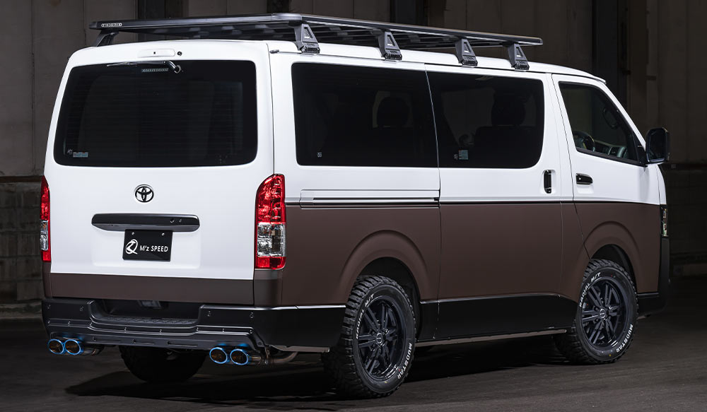 エムズスピード ハイエース 200系 KDH TRH20# 3点KIT フロント LEDデイライト リア AES製 未塗装 2941-s001 M'z SPEED CROSS LINE クロスライン