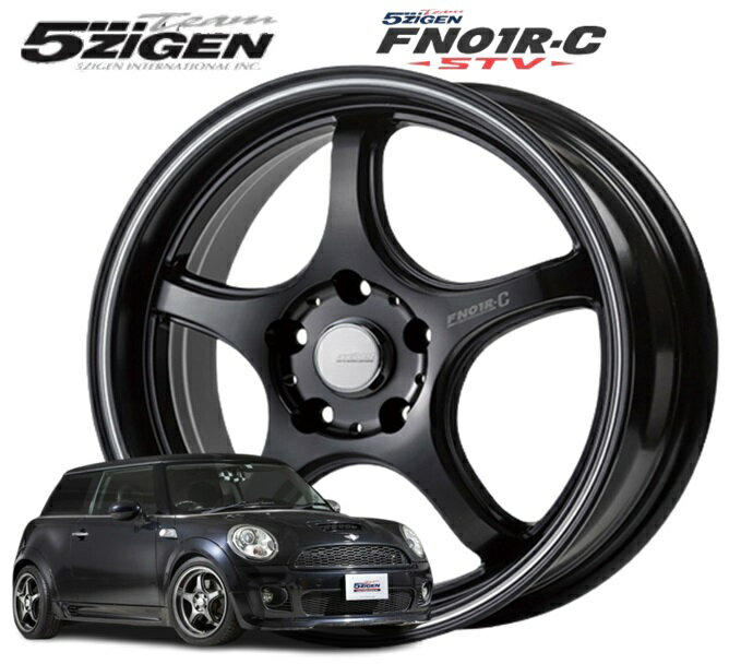 14インチ 4H100 5J+45 4穴 PRORACER FN01R-C STV ホイール 1本 マットブラック+マシニングライン 5次元 プロレーサー FN01R-C STV 5ZIGEN