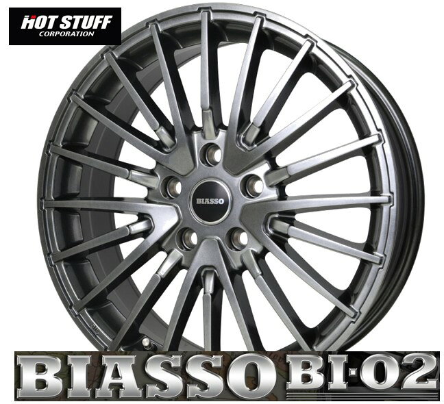 17インチ 5H112 7.0J 7J+52 5穴 4本 ビアッソBI-02 ホイール BIASSO BI-02 HOT STUFF ホットスタッフ ハイパーガンメタ