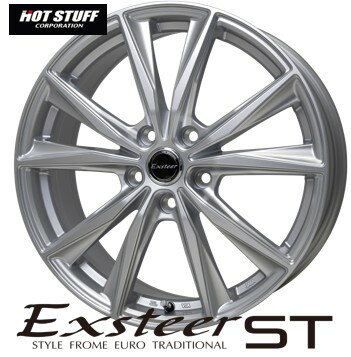 14インチ 4H100 4.5J+45 4穴 4本 エクスターST ホイール Exsteer ST HOT STUFF ホットスタッフ シルバー