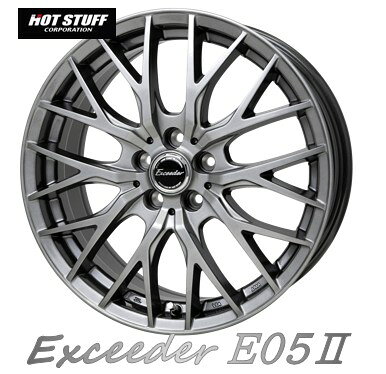 15インチ 5H100 6.0J 6J+43 5穴 4本 エクシーダーE05 II ホイール Exceeder E05 II HOT STUFF ホットスタッフ ダークシルバー