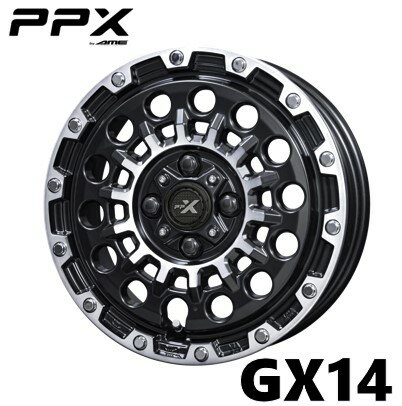 14インチ 4H100 4.5J+45 4穴 PPX GX14 ホイール 2本 マットブラック×ポリッシュ KYOHO PPX GX14 共豊 CH