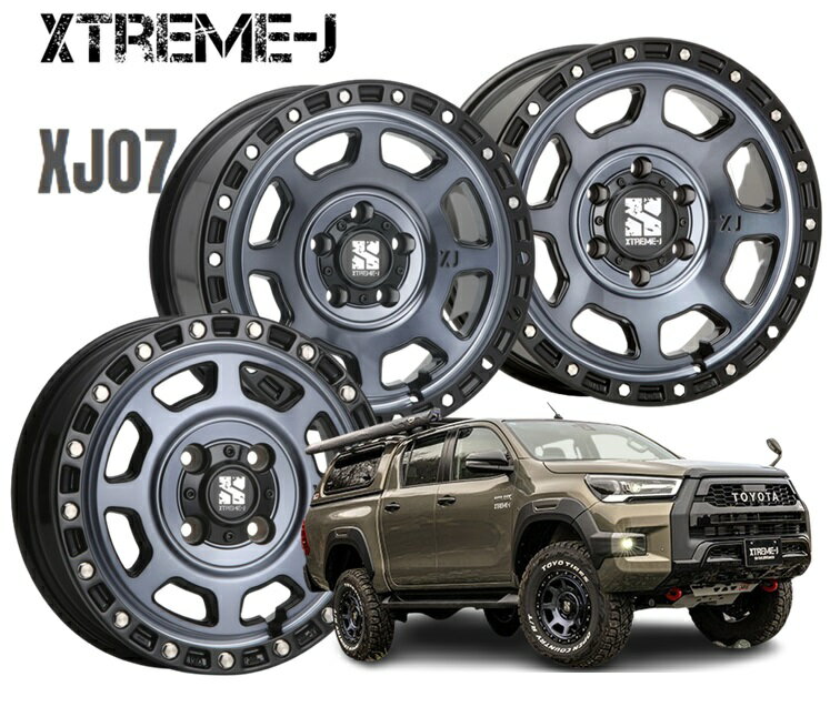 17インチ 6H139.7 8J+20 6穴 1本 ホイール XTREME-J XJ07 MLJ グロスブラック&マシンインディゴ KY