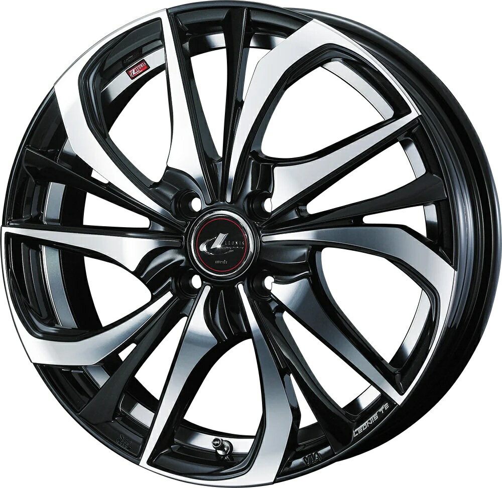 16インチ 4H100 5.0J 5J+45 4穴 ウェッズ レオニス ティーイー ホイール 4本 PBMC パールブラック ミラーカット WEDS LEONIS TE