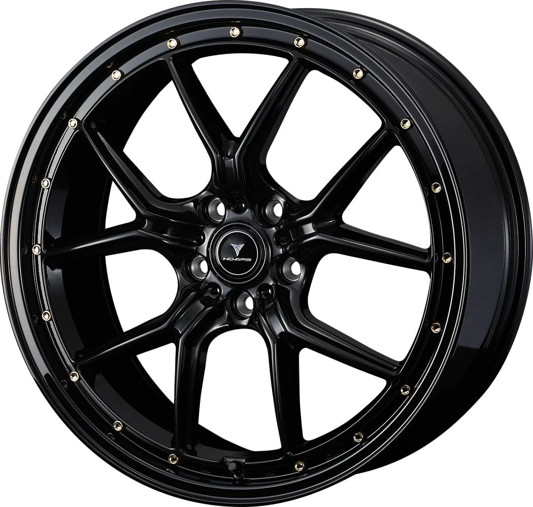 18インチ 5H114.3 7.5J+38 5穴 ノヴァリス アセット ホイール 4本 ブラック ゴールドピアス WEDS NOVARIS ASSETE S1