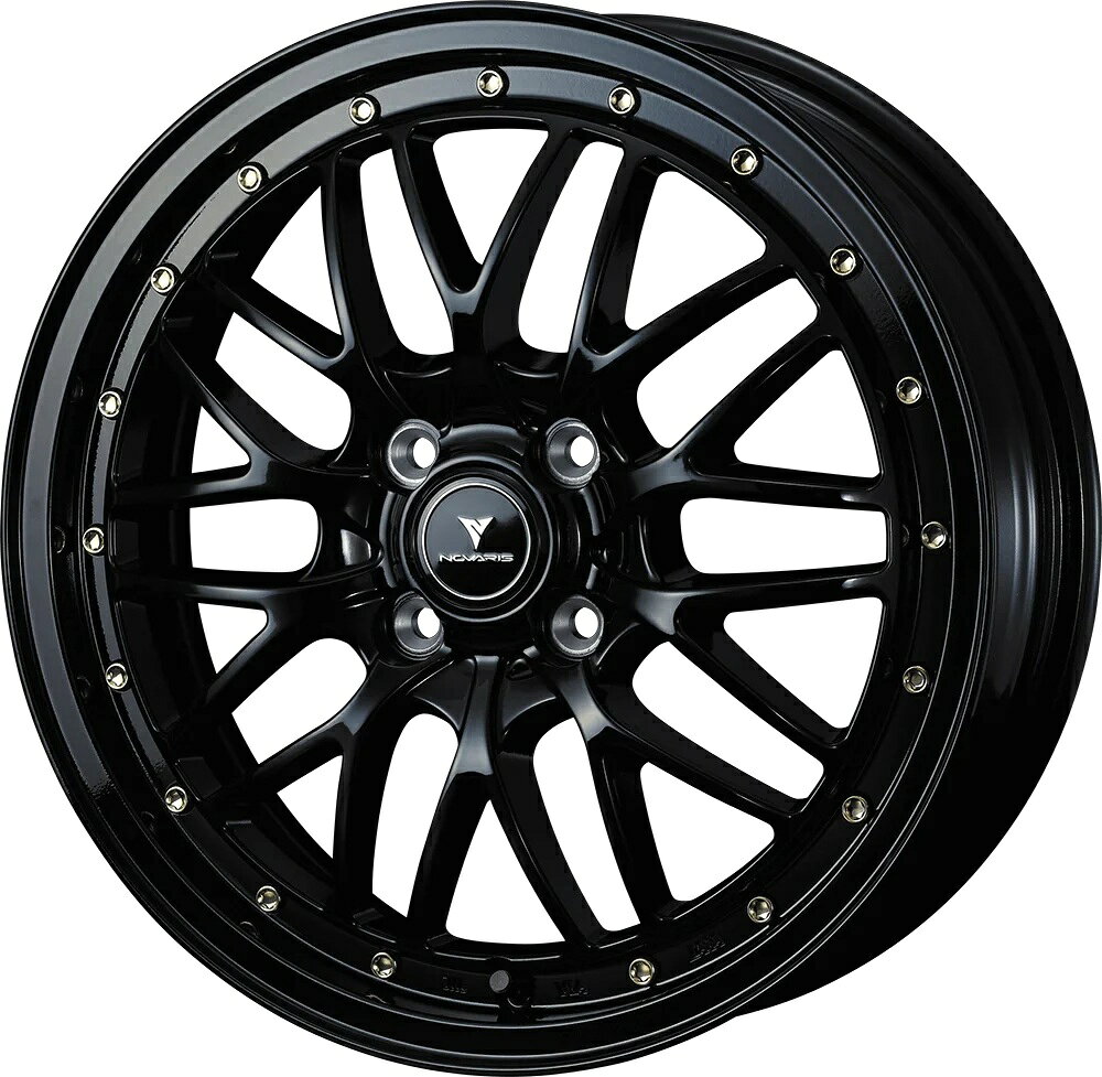 16インチ 4H100 5.0J 5J+45 4穴 ノヴァリス アセット ホイール 1本 ブラック ゴールドピアス WEDS NOVARIS ASSETE M1