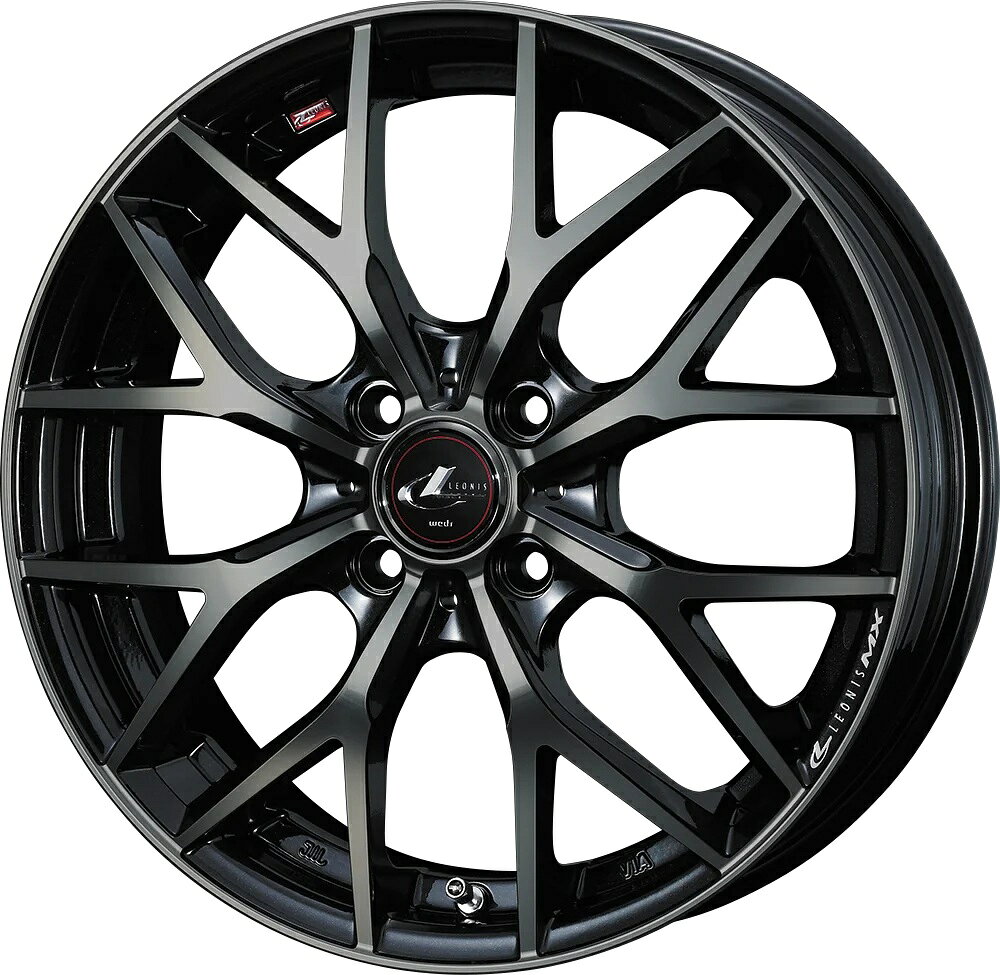 16インチ 4H100 5.0J 5J+45 4穴 ウェッズ レオニス エムエックス ホイール 1本 PBMC TI パールブラック ミラーカット チタントップ WEDS LEONIS MX