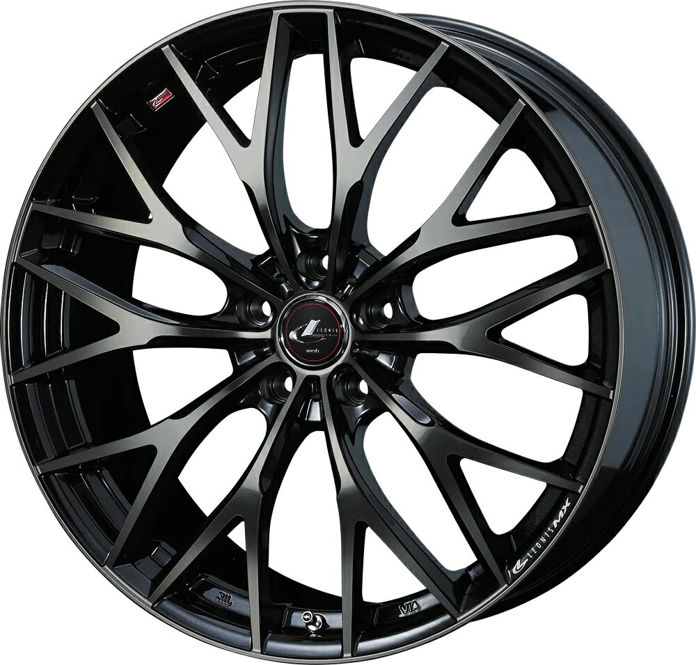 18インチ 5H114.3 7.0J 7J+47 5穴 ウェッズ レオニス エムエックス ホイール 4本 PBMC TI パールブラック ミラーカット チタントップ WEDS LEONIS MX