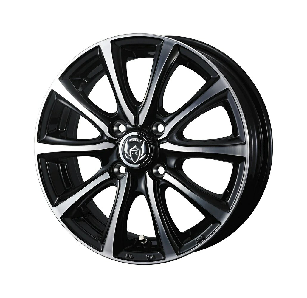 15インチ 4H100 5.5J+42 4穴 ライツレー エムエス ホイール 4本 ブラックメタリックポリッシュ WEDS RIZLEY MS