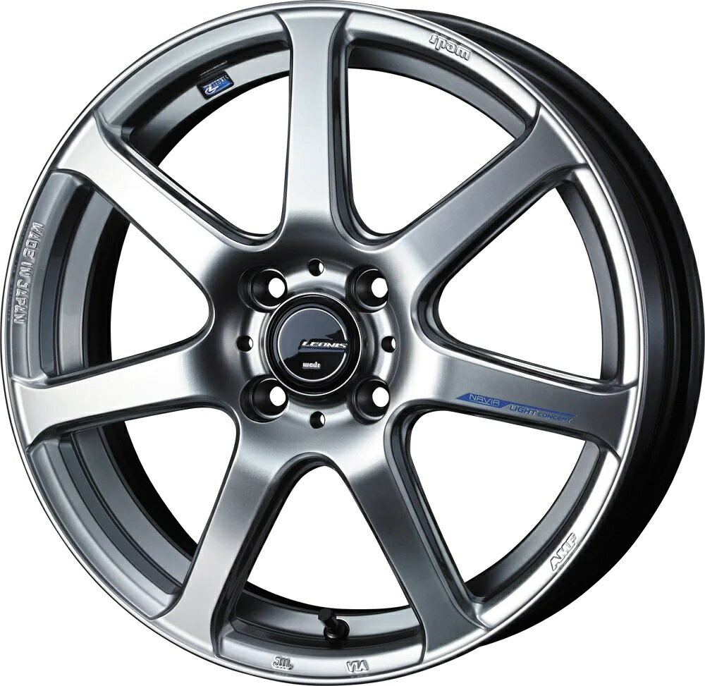 16インチ 4H100 6.0J 6J+45 4穴 ウェッズ レオニス ナヴィア ゼロセブン ホイール 4本 ハイパーシルバーブラック HSB WEDS LEONIS NAVIA 07