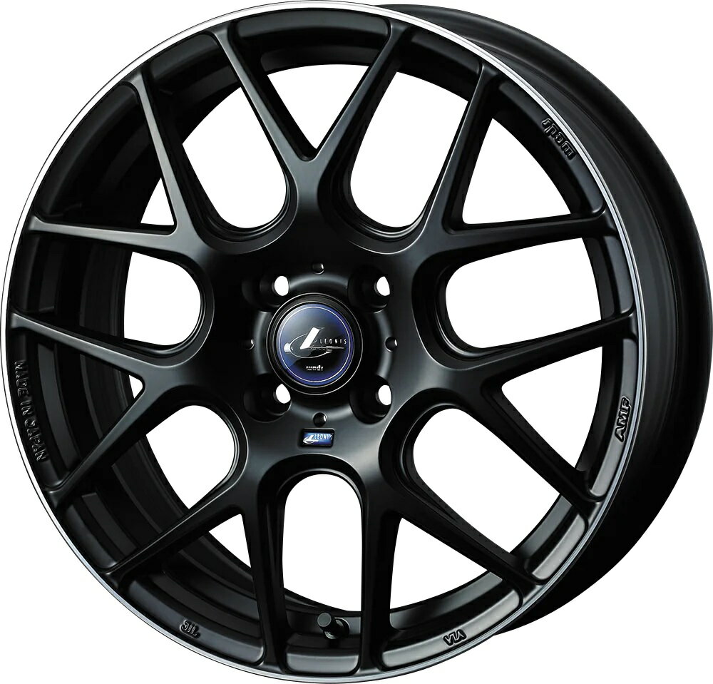 15インチ 4H100 4.5J+45 4穴 ウェッズ レオニス ナヴィア ゼロシックス ホイール 4本 マットブラックリムポリッシュ MBP WEDS LEONIS NAVIA 06