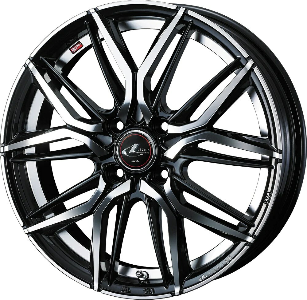15インチ 4H100 5.5J+50 4穴 ウェッズ レオニス エルエム ホイール 1本 パールブラック ミラーカット PBMC WEDS LEONIS LM