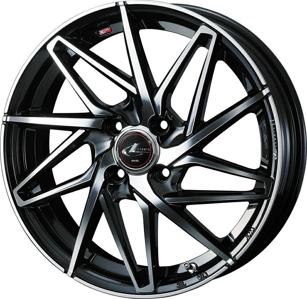 16インチ 4H100 5.0J 5J+45 4穴 ウェッズ レオニス アイティー ホイール 1本 パールブラック ミラーカット PBMC WEDS LEONIS IT