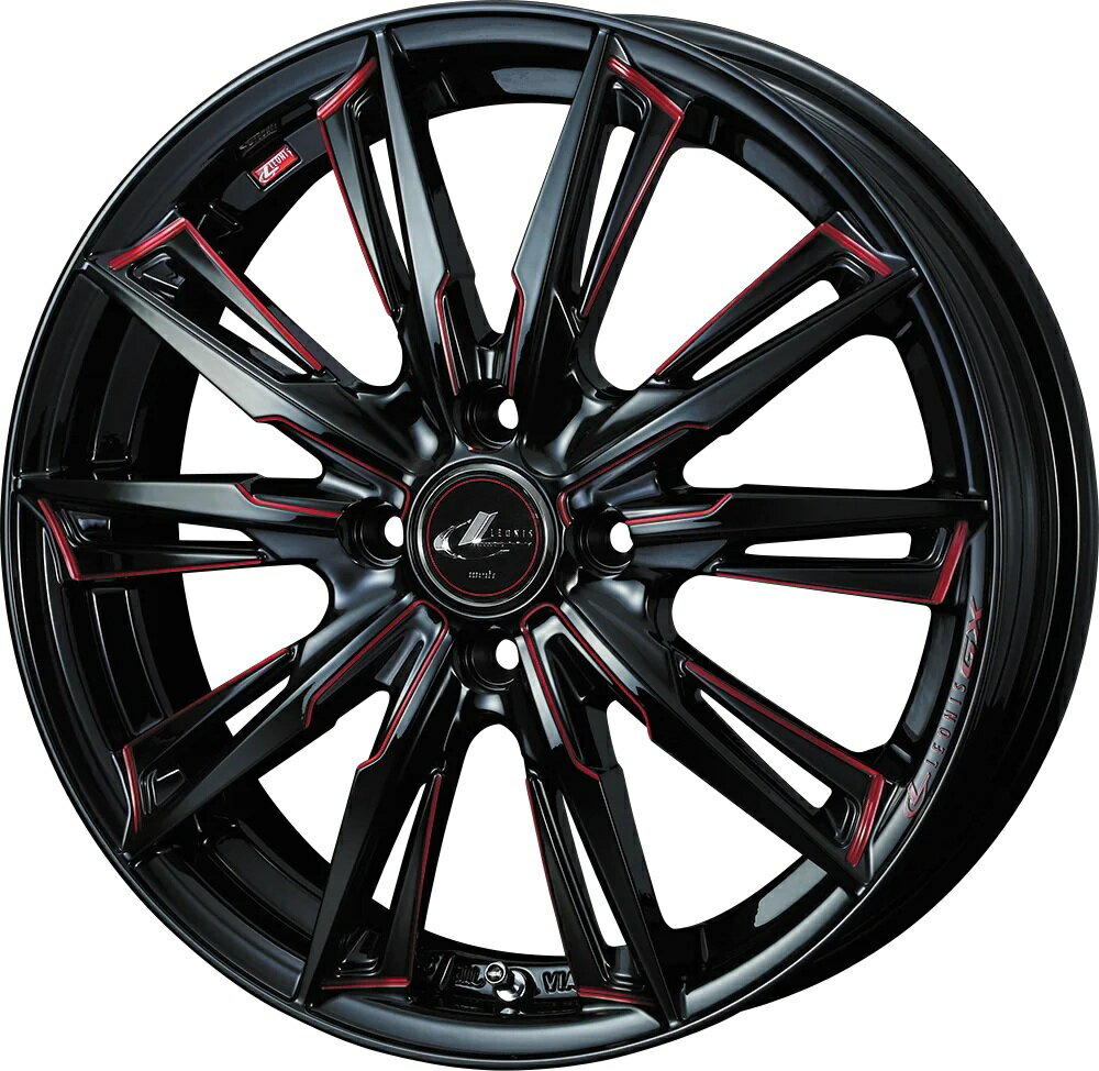 16インチ 4H100 5.0J 5J+45 4穴 ウェッズ レオニス ジーエックス ホイール 1本 BK SC[RED] ブラック SCマシニング[レッド] WEDS LEONIS GX