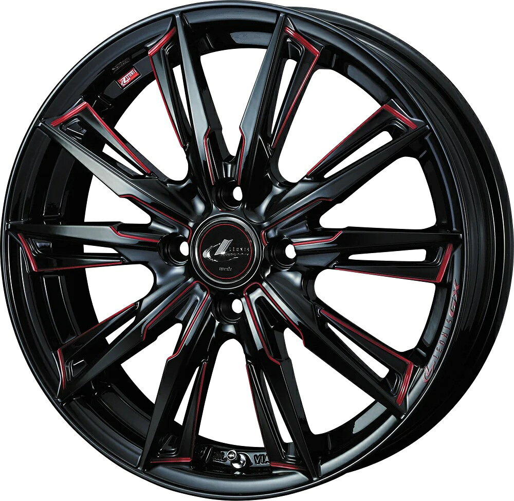 16インチ 4H100 5.0J 5J+45 4穴 ウェッズ レオニス ジーエックス ホイール 4本 BK SC[RED] ブラック SCマシニング[レッド] WEDS LEONIS GX