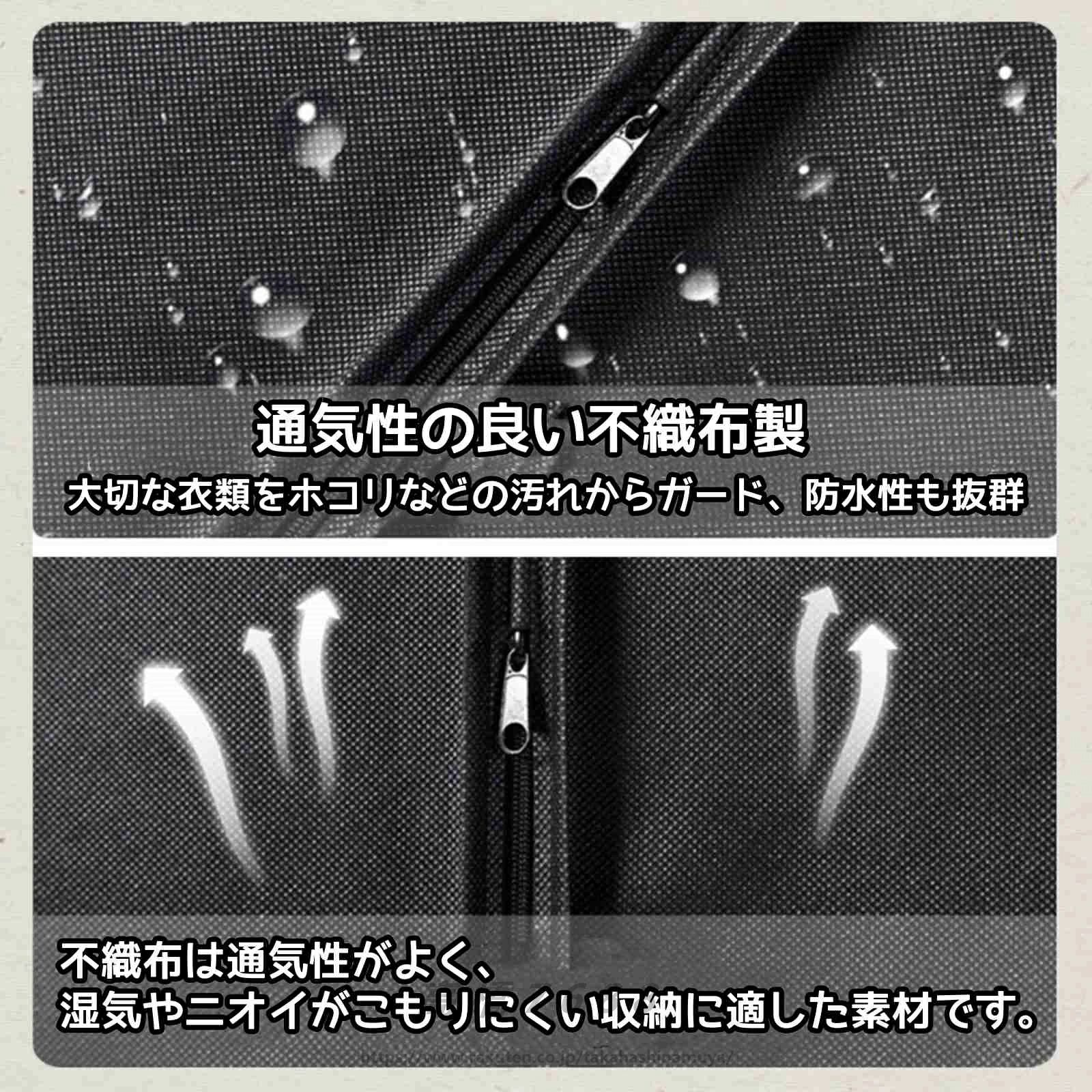 乐天商城 - 【マラソン限定】ポイント5倍！【3枚組】【5枚組】洋服カバースーツカバー衣類カバー90cm×60cm黒厚手不織布ファスナー透明窓付きガーメントバッグテーラー